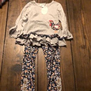 Marie Nicole Toddler Girl Size Medium (3T) Floral Chicken Set